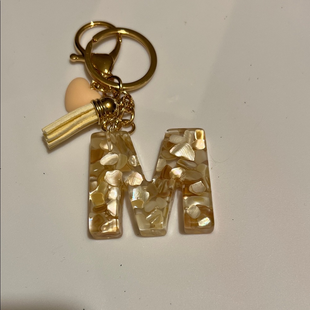 Gold and Cream Keychain with Tassel